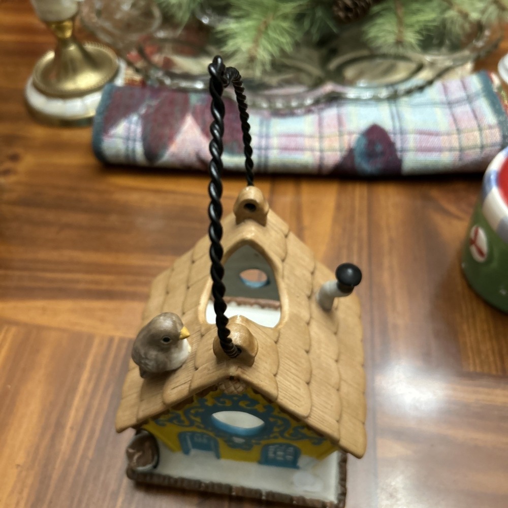 Partylite Vintage Yellow & Teal Bird House Tea Candle Holder - Picture 3 of 5